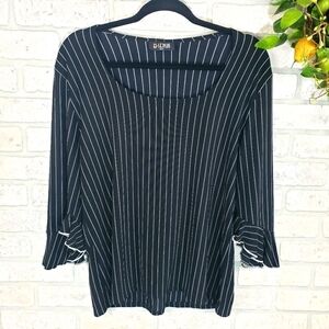 ES-SE Plus Pinstripe Polyester Blouse